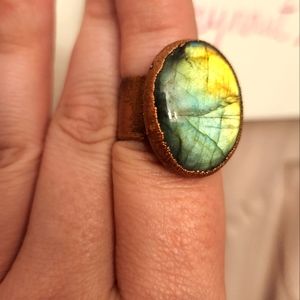 Labradorite Copper Electroform Ring Size 8